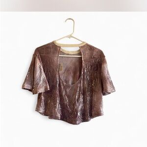 Free People Shimmering Sequin 
Pink and brown Blouse